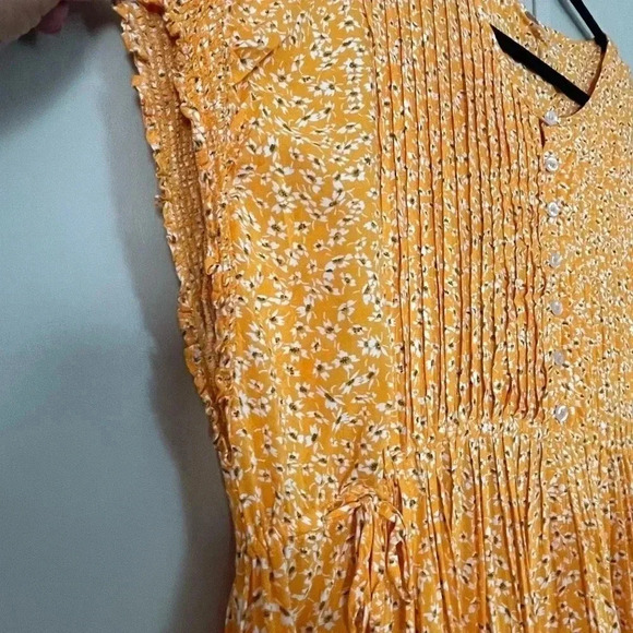 Free People One Fine Day Mini Dress Womens Orange Floral Size S/P Ruffle Boho - Picture 8 of 10